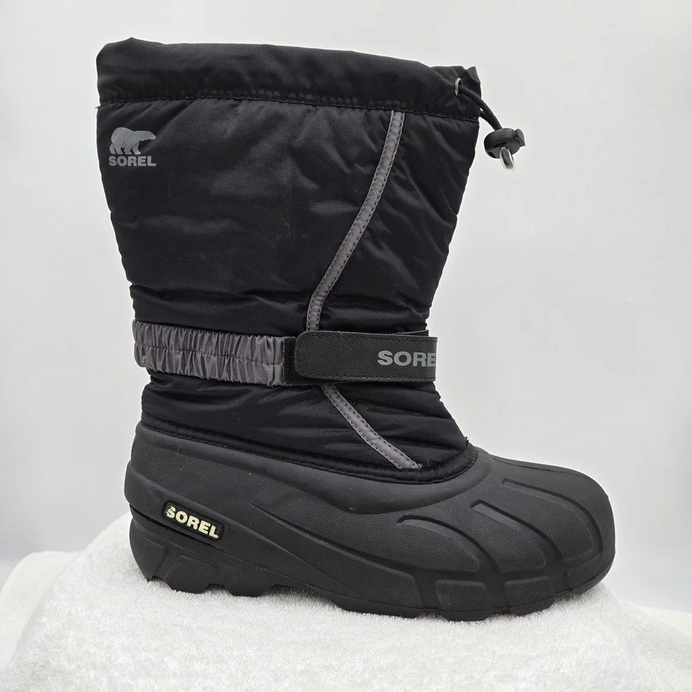 Sorel Flurry Snow Boots Black Waterproof Winter NY1965-016 Mens Size 7 Pull On